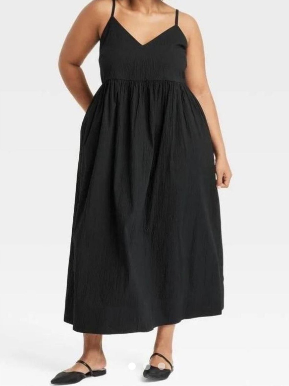 NWT a new day Women's Black Spaghetti Strap Midi Dress with pockets